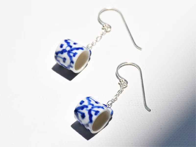 MINI PINEAPPLE CUP, CERAMIC EARRING WITH SILVER 92.5%