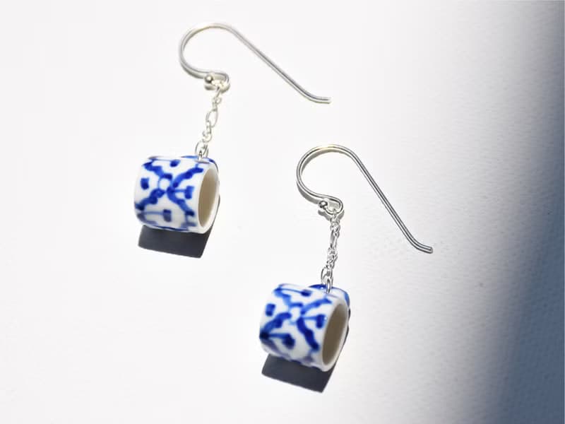 MINI PINEAPPLE CUP, CERAMIC EARRING WITH SILVER 92.5%