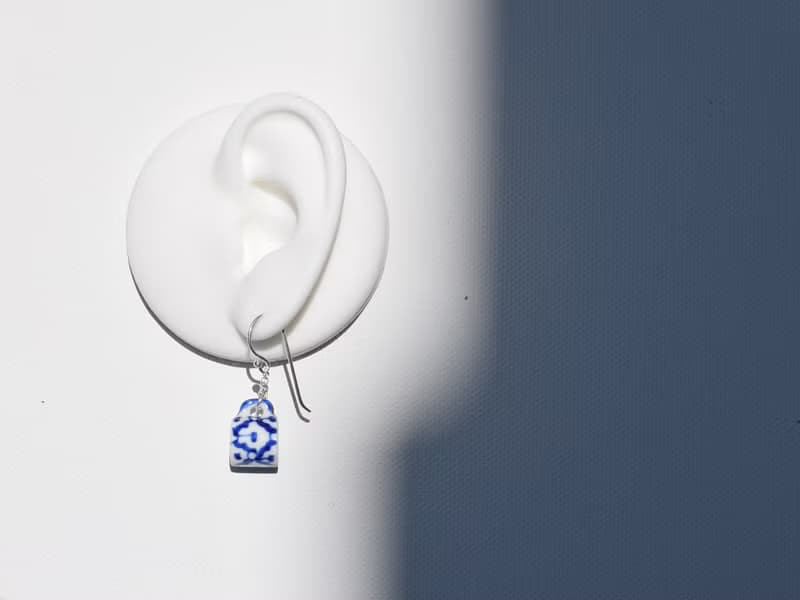 MINI PINEAPPLE CUP, CERAMIC EARRING WITH SILVER 92.5%