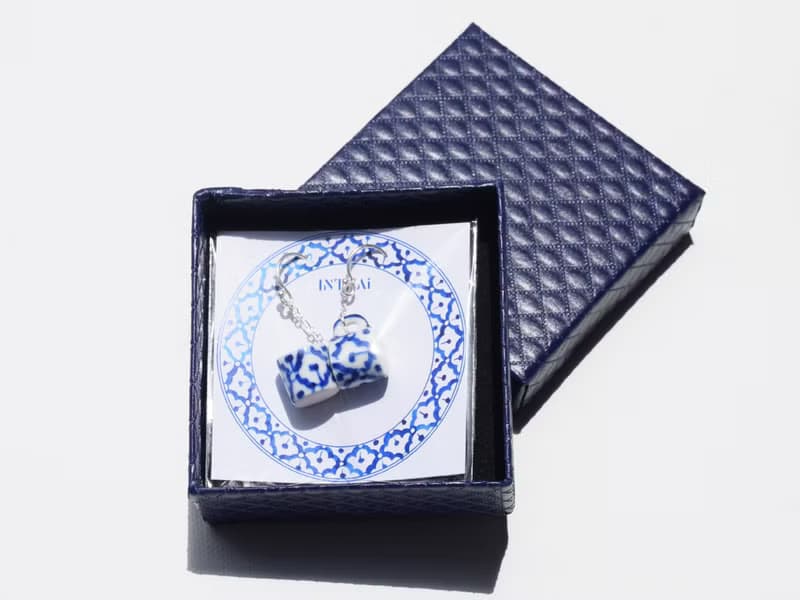 MINI PINEAPPLE CUP, CERAMIC EARRING WITH SILVER 92.5%
