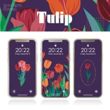 湖畔少女-鬱金香4 夕陽紫 |繽紛可愛花束手機桌布組| 立即下載