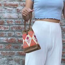 印度喀什米爾 手工麂皮刺繡迷你手袋