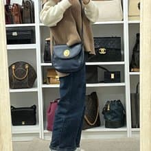クリスチャンディオール ショルダーバッグ ネイビー ゴールド金具 レザー  ヴィンテージ 肩がけ 斜めがけ レディース - 01485