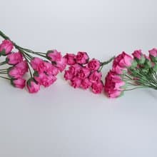 Paper flower, 50 pieces, size 1.5 x2 cm. budding rose flower, hot pink color.