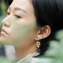 金穗耳墜 淡水珍珠 日本珠 黃銅 耳環