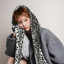 Mist 系列 - 煙跡 * 豹紋 混織毛料 圍巾 連帽圍巾