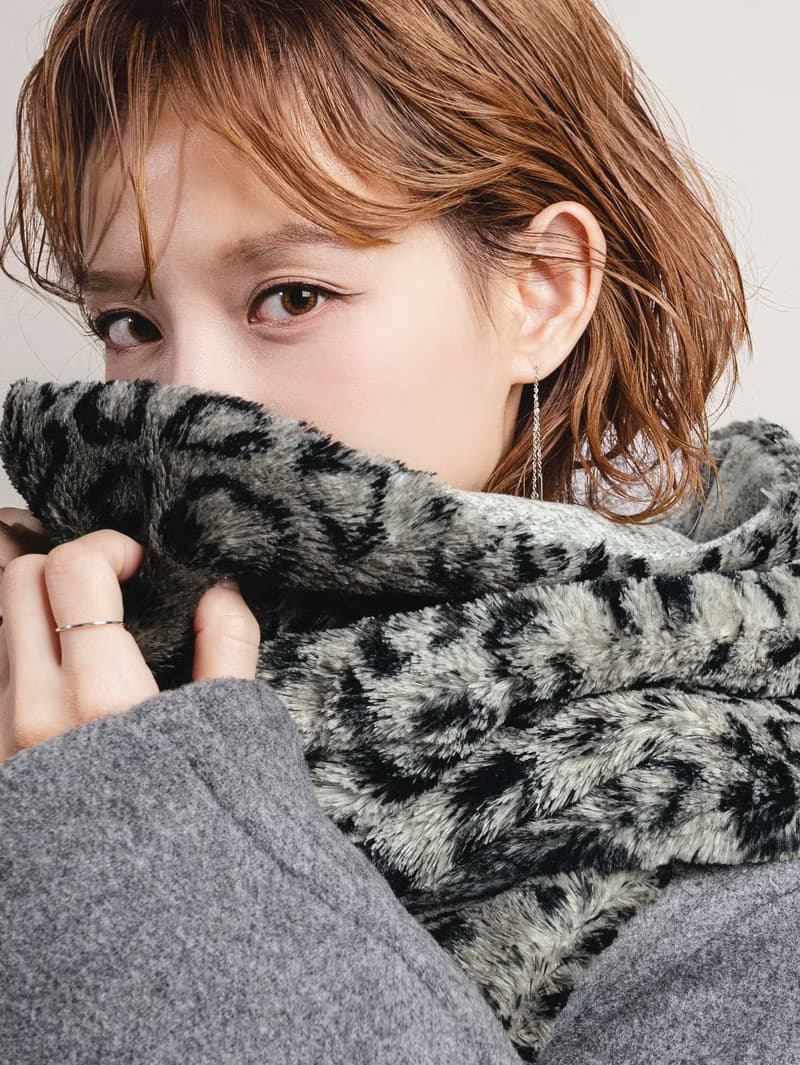 Mist 系列 - 煙跡 * 豹紋 混織毛料 圍巾 連帽圍巾