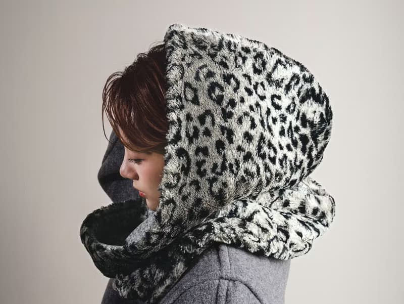 Mist 系列 - 煙跡 * 豹紋 混織毛料 圍巾 連帽圍巾