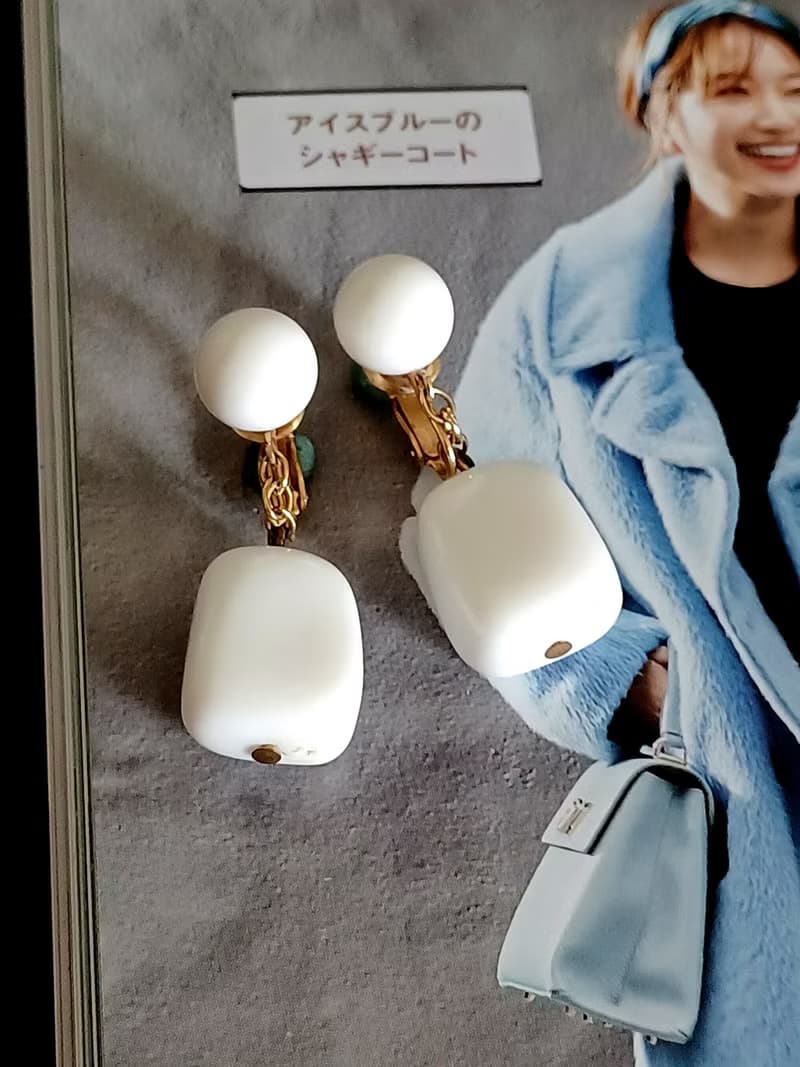 vintage jewelry  Trifari 純白賽珞珞吊墜 夾式耳環