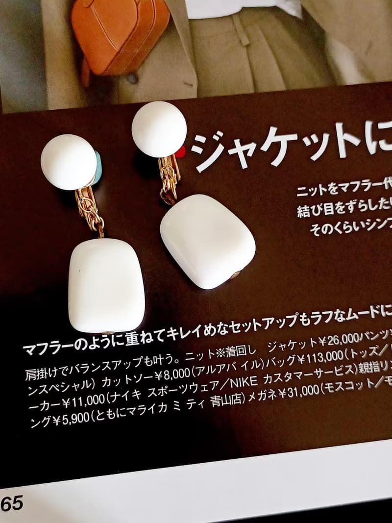 vintage jewelry  Trifari 純白賽珞珞吊墜 夾式耳環