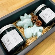 【艾沐 Abbie's Aroma】天然精油香氛大豆蠟燭2入禮盒-恐龍擴香石