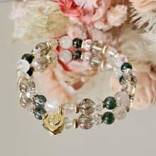 漫步微光之森-綠碧璽髮晶/雪花幽靈/水草瑪瑙/葡萄石/心輪豐盛