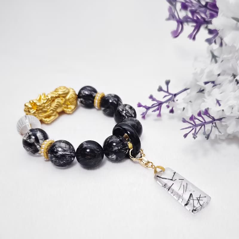 頂級黑髮晶 領袖 貔貅 龍 白水晶 心經 轉運 手鍊 單品 禮物 收藏