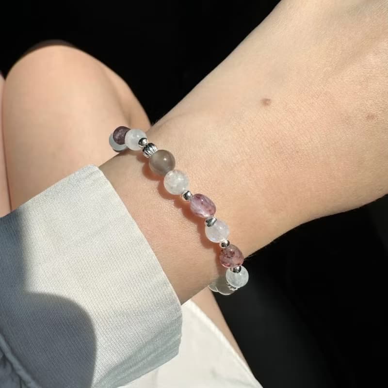 心動研究所 紫鈦晶月光石拉長石手鍊 生命靈數7號幸運手鍊 招財