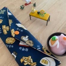 文青風環保純棉筷袋 深夜美食 沈穩蔚藍 日本 潮物 收納 手作餐具