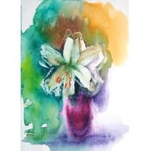 Lily Original Watercolor Floral Bouquets Painting Flower Still Life 手工水彩 原创水彩