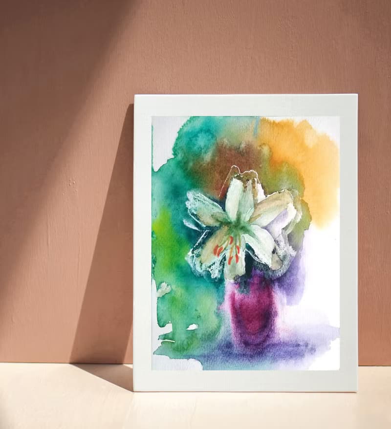 Lily Original Watercolor Floral Bouquets Painting Flower Still Life 手工水彩 原创水彩
