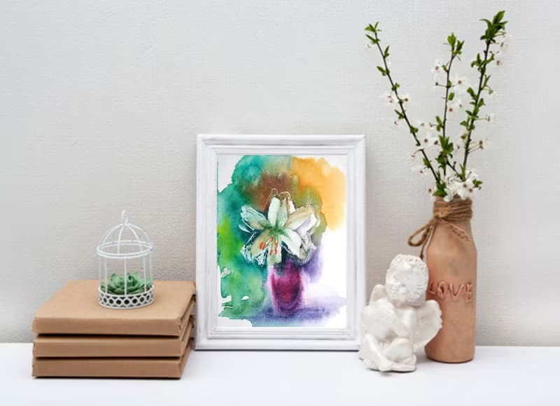 Lily Original Watercolor Floral Bouquets Painting Flower Still Life 手工水彩 原创水彩