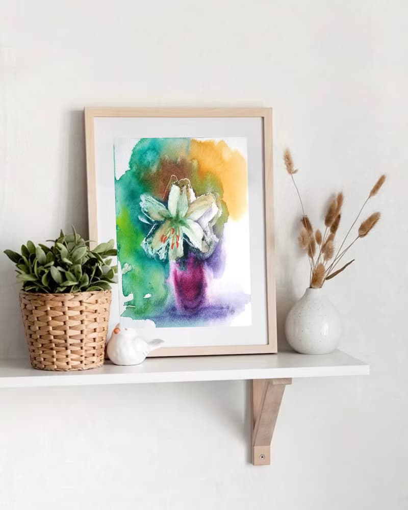 Lily Original Watercolor Floral Bouquets Painting Flower Still Life 手工水彩 原创水彩