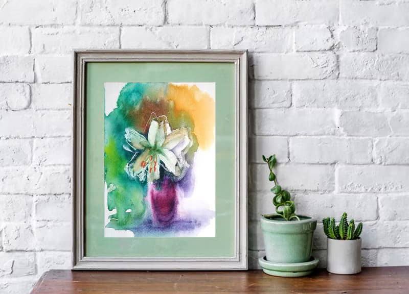 Lily Original Watercolor Floral Bouquets Painting Flower Still Life 手工水彩 原创水彩