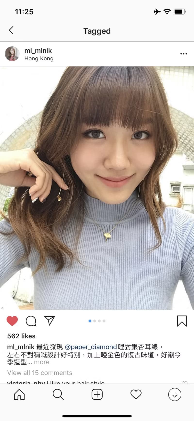Ginkgo銀杏葉耳環18K啞金 復古 氣質 不對稱耳線