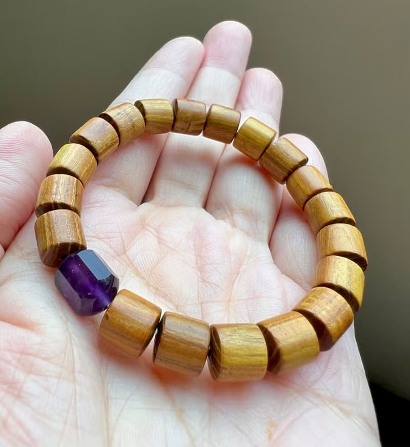 紫晶||沐|| 自然木質禪風中性手環。烏拉圭/薰衣草紫水晶/黃金木