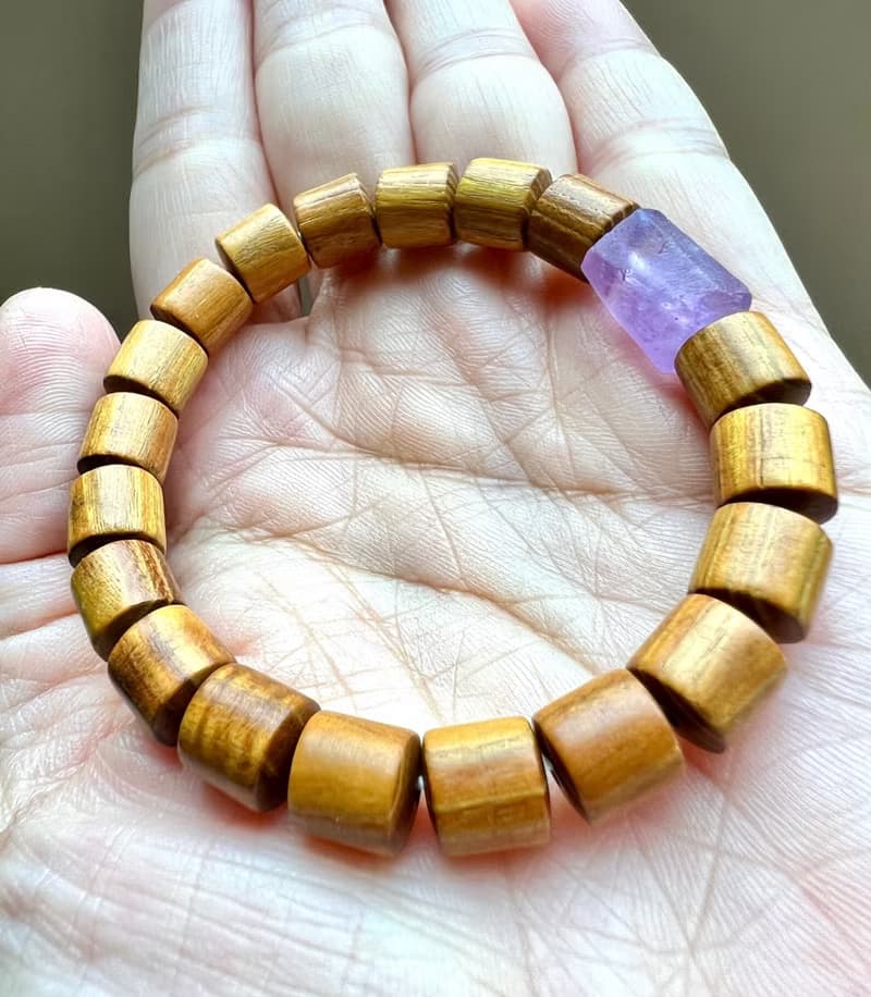 紫晶||沐|| 自然木質禪風中性手環。烏拉圭/薰衣草紫水晶/黃金木
