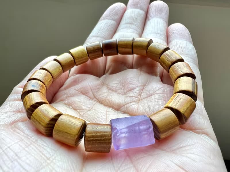 紫晶||沐|| 自然木質禪風中性手環。烏拉圭/薰衣草紫水晶/黃金木