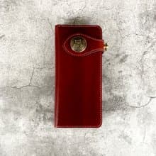 【長夾】手刷木紋騎士長夾/ 義大利植鞣革/ 黃銅精雕財布釦