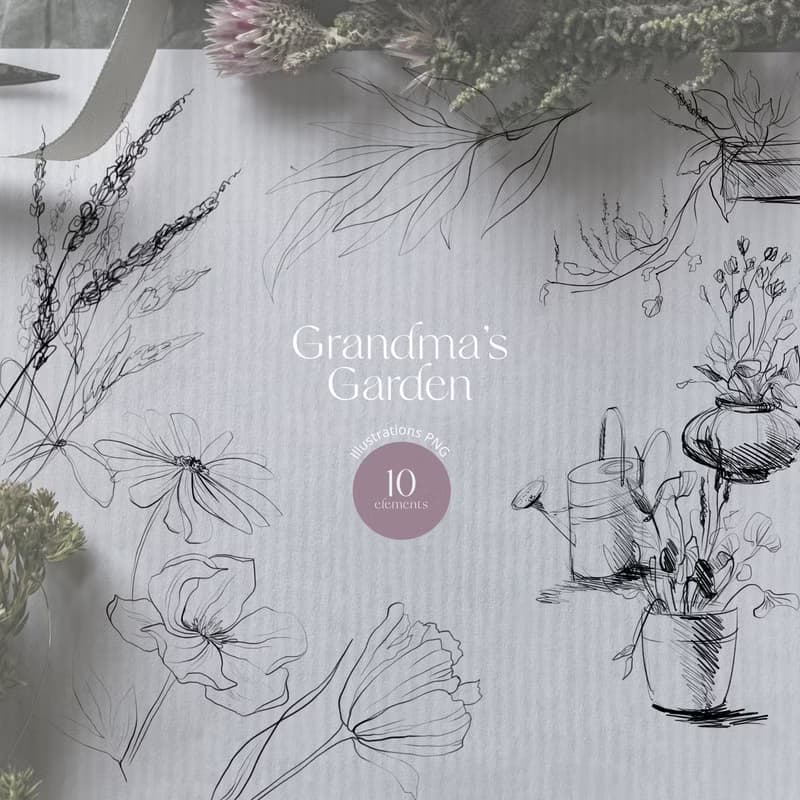 【數位】Garden clipart. Floral illustration digital