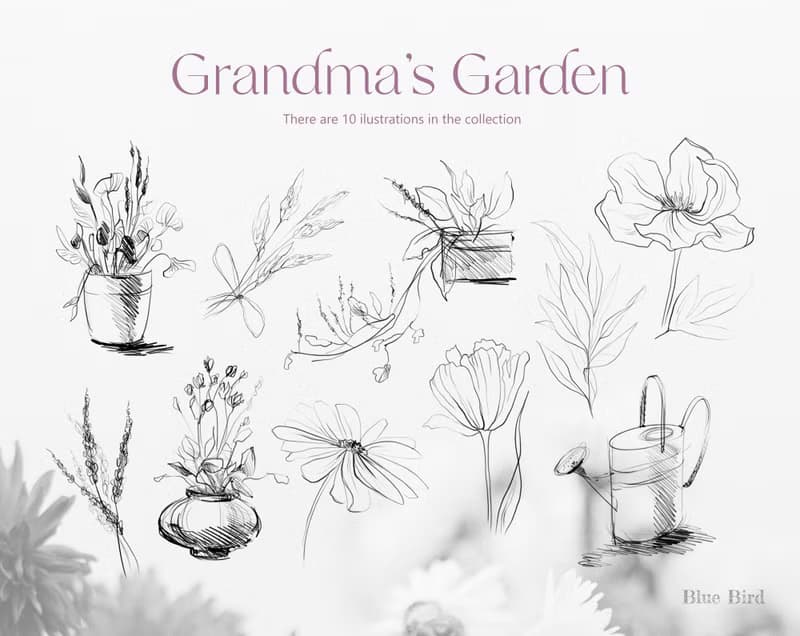 【數位】Garden clipart. Floral illustration digital
