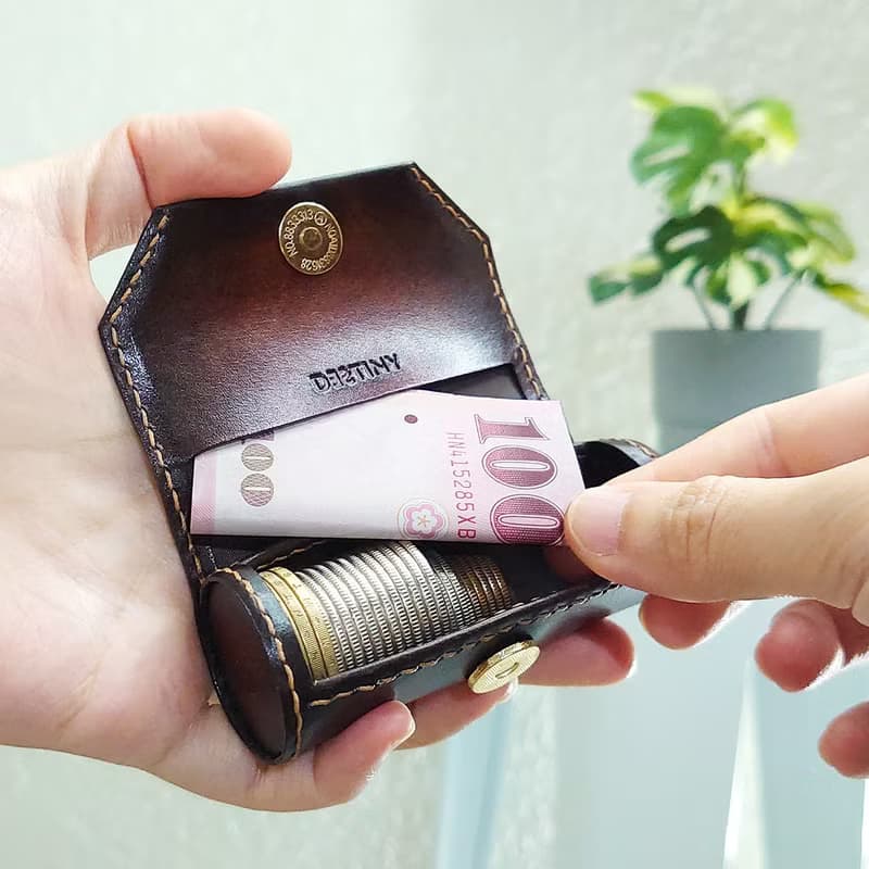 一筒金零錢包/手染漸層款/巧克力