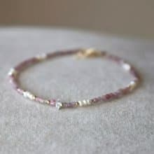 七月誕生石 手鍊 粉碧璽 紅寶石 - 保護 -