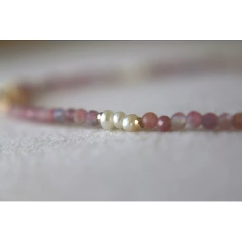 七月誕生石 手鍊 粉碧璽 紅寶石 - 保護 -