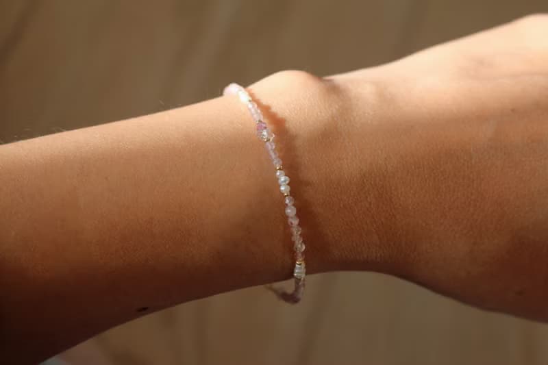 七月誕生石 手鍊 粉碧璽 紅寶石 - 保護 -