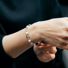 【Montagne】Pearl | 黑髮晶手鍊 | 彈力繩款 水晶 冥想