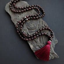 Mala Siddha - Muladhara Chakra 108 beads Garnet Japa Mala, Meditation Necklace