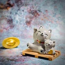 水泥製招財貓組