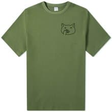 左胸 Nose Picking Cat 短袖T恤 軍綠色 貓咪挖鼻孔 厭世禮物