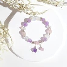 清幽紫粉白 - 天然藍光白月光石/淡粉晶/薰衣草紫晶手鍊