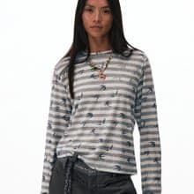 飛燕 / 透感條紋上衣 / 棉質