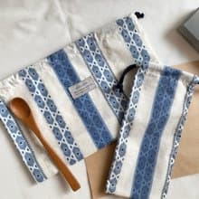 秘藍圖騰///防水立體束口袋 ‧ 餐袋尺寸兩入組