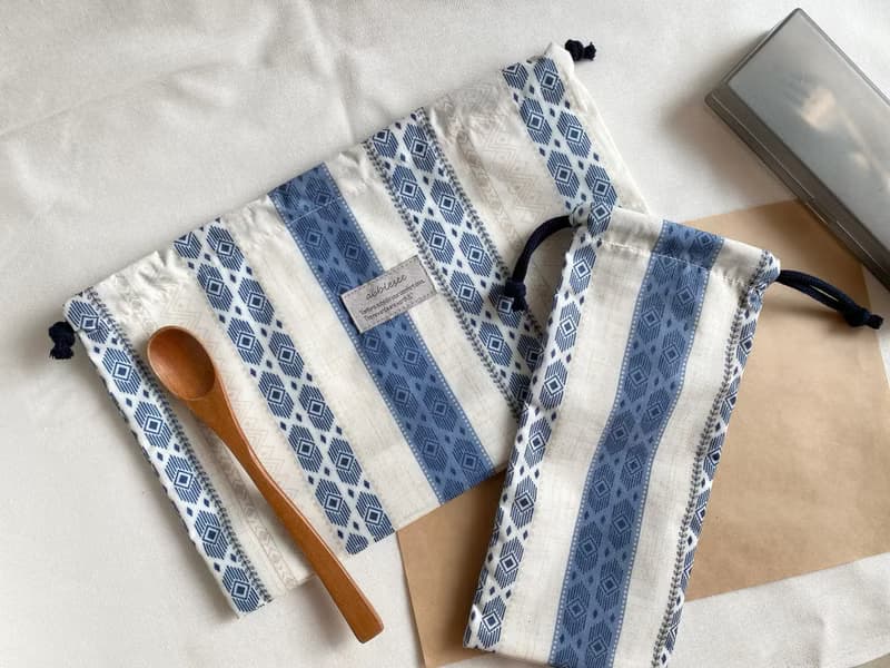 秘藍圖騰///防水立體束口袋 ‧ 餐袋尺寸兩入組