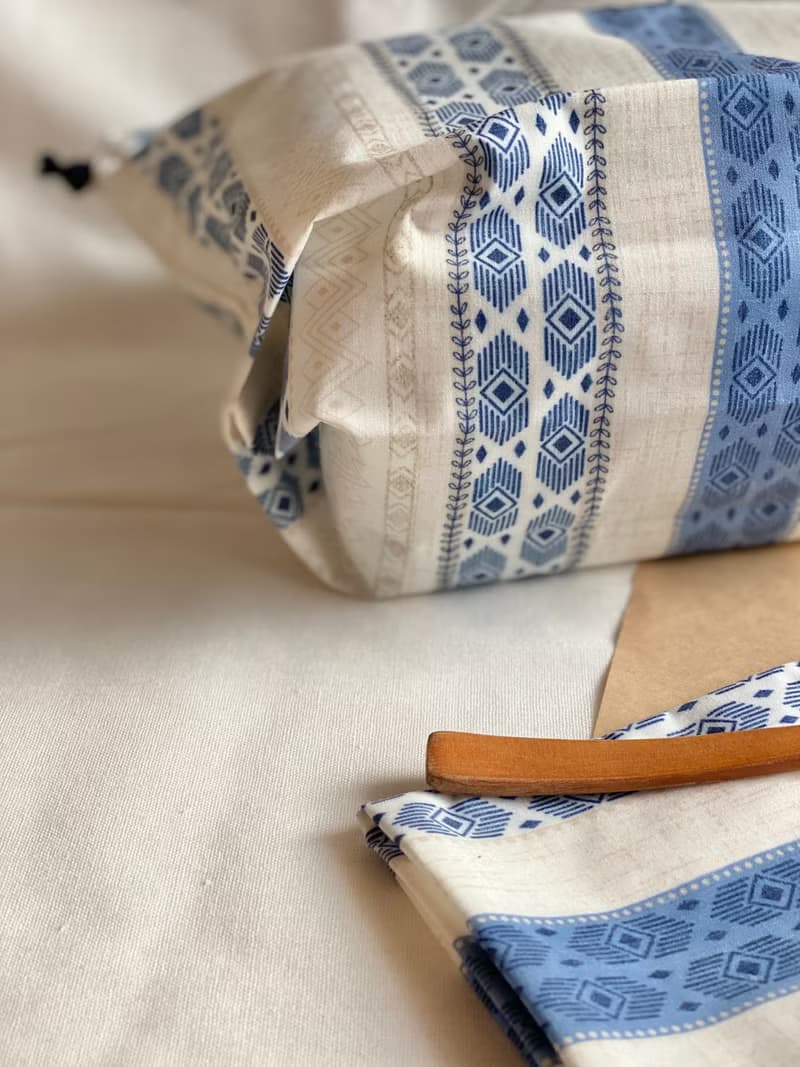 秘藍圖騰///防水立體束口袋 ‧ 餐袋尺寸兩入組