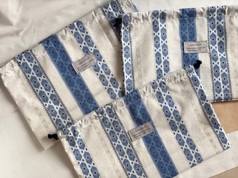 秘藍圖騰///防水立體束口袋 ‧ 餐袋尺寸兩入組