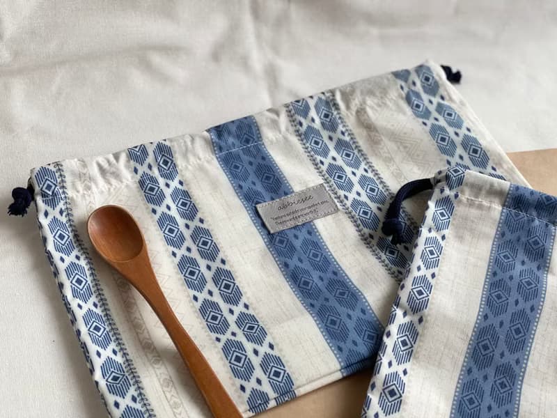 秘藍圖騰///防水立體束口袋 ‧ 餐袋尺寸兩入組