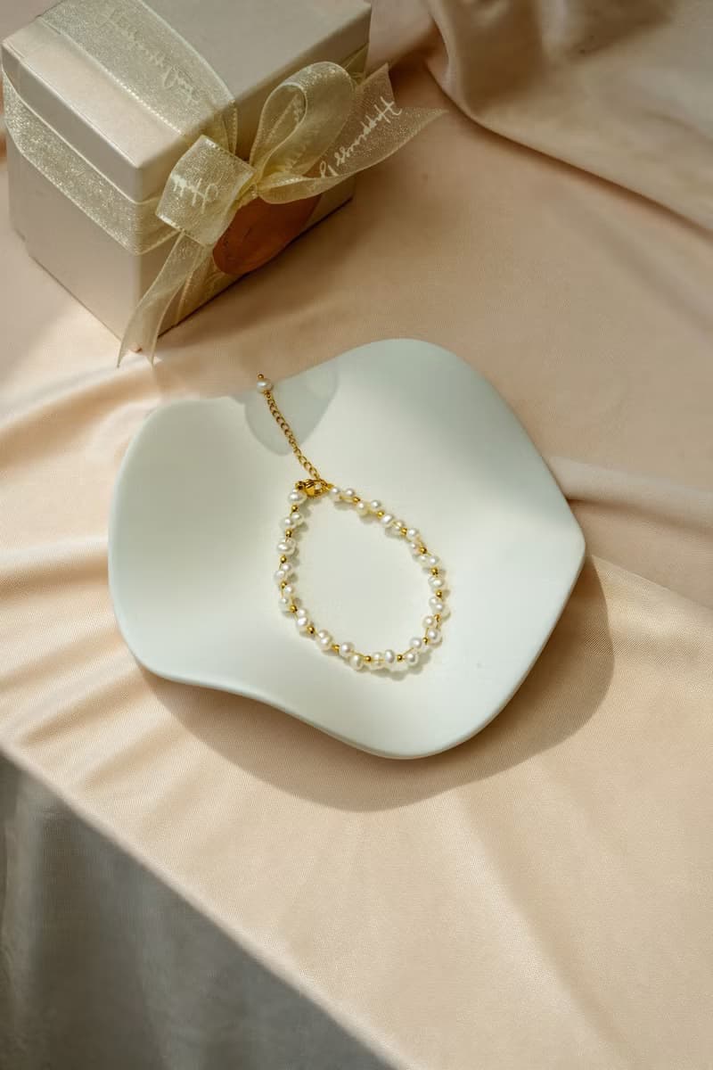 手工訂製 天然珍珠編織手鍊 醫療鋼鍍18k金