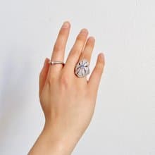 Vintage Filigree Shield Indigo Iolite Silver Cocktail Ring