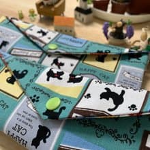 文青風環保純棉筷袋 快樂貓咪 氣質奶綠 日本 潮物 收納 手作餐具