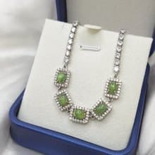 草原綠起光蛋面鑲嵌手鍊 | 天然緬甸玉A貨翡翠